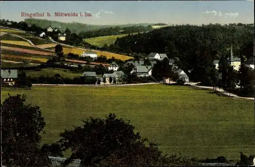 Ak Ringethal Mittweida in Sachsen, Blick auf den Ort mit Umgebung