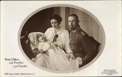 Ak Oskar Prinz von Preußen mit Familie, Portrait, Liersch 7500