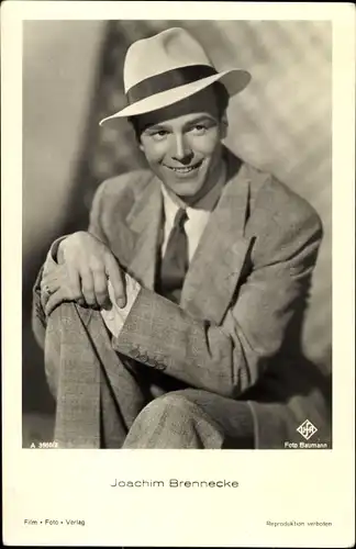 Ak Schauspieler Joachim Brennecke, Portrait, Hut, Film Foto Verlag 3660/2