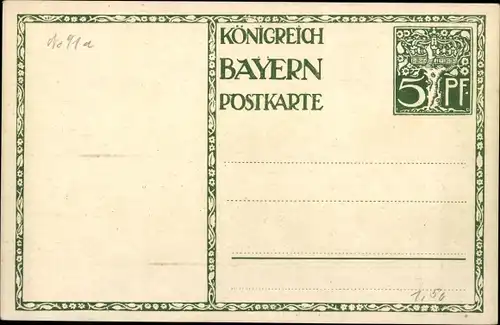 Ganzsachen Künstler Ak Diez, M., Prinzregent Luitpold von Bayern 1911, 5 Pfennig