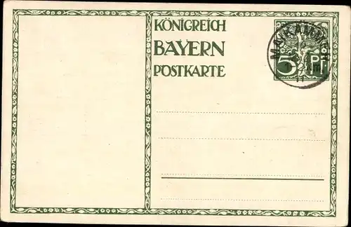 Ganzsachen Künstler Ak Diez, M., Prinzregent Luitpold von Bayern 1911, 5 Pfennig