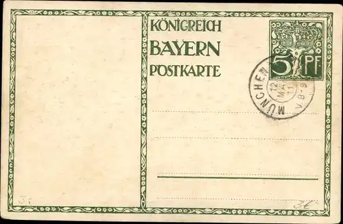 Ganzsachen Künstler Ak Diez, M., Prinzregent Luitpold von Bayern 1911, 5 Pfennig