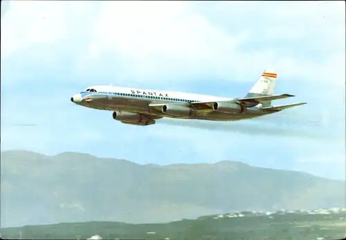 Ak Spanisches Passagierflugzeug der Spantax, Convair CV 990 A Coronado