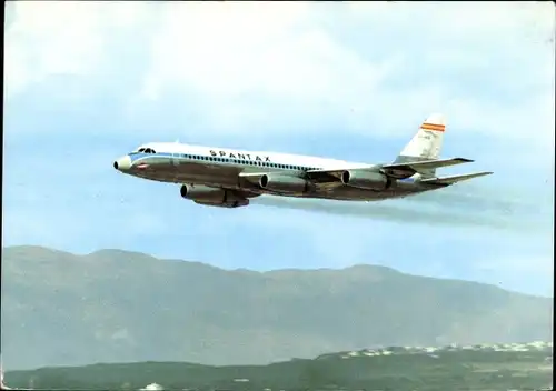 Ak Spanisches Passagierflugzeug, Spantax, Convair CV 990 A Coronado