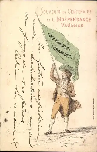 Litho Kanton Waadt, Souvenir du Centenaire de l'Independance Vaudoise, Republique Lemanique