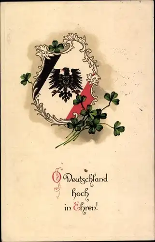 Ak O Deutschland hoch in Ehren, Kleeblätter, Wappen, Patriotik, I. WK