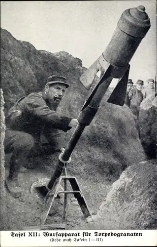 Ak Französischer Wurfapparat für Torpedogranaten, I. WK