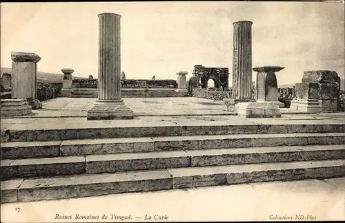 Ak Timgad Algerien, Ruines Romaines, La Curie, Säulen