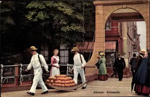 Ak Alkmaar Nordholland Niederlande, Kaasmarkt, Käsemarkt, Käsehändler