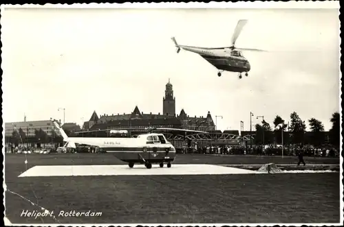 Ak Rotterdam Südholland Niederlande, Heliport, Hubschrauber