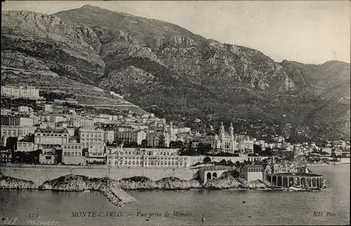 Ak Monte Carlo Monaco, vue prise de Monaco