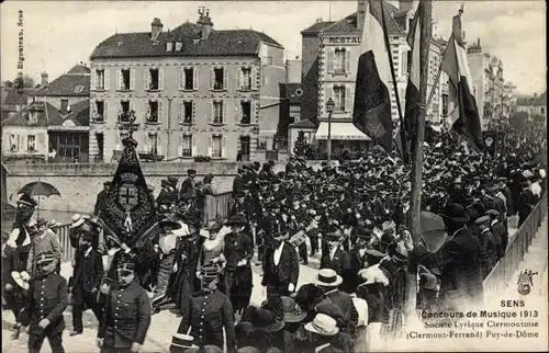 Ak Sens Yonne, Concours de Musique 1913, Societe Lyrique Clermontoise, Clermont Ferrand