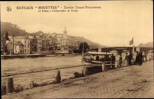 Ak Dinant Wallonien Namur, Bateaux Mouettes, Le Bateau a l'embarcadere de Dinant