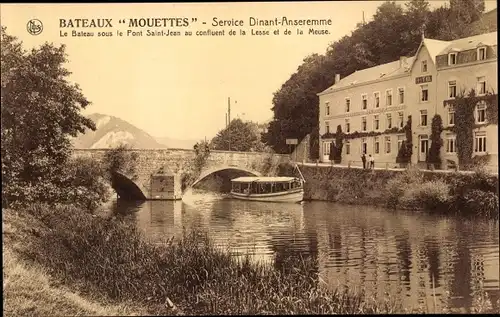 Ak Anseremme Dinant Wallonien Namur, Bateaux Mouettes, Le Bateau sous le Pont Saint-Jean