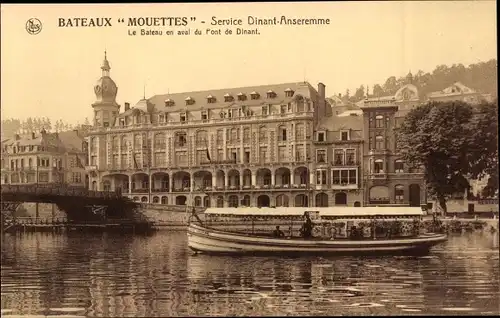 Ak Dinant Wallonien Namur, Bateaux Mouettes, Le Bateau en aval du Pont de Dinant