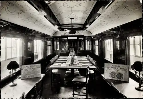 Ak Compiègne Oise, Interieur de Wagon-salon du Marechal Foch, Clairiere de l'Armistice 1918