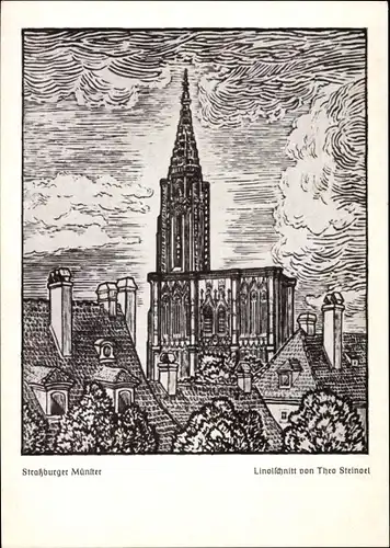 Künstler Ak Theo Steinoel, Strasbourg Straßburg Elsass Bas Rhin, Münster