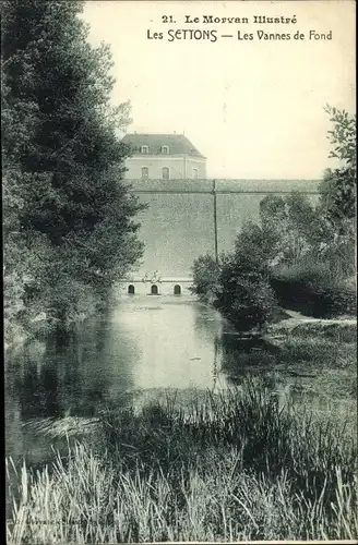 Ak Les Settons Nièvre, Les Vannes de Fond