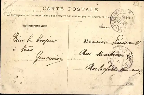 Ak Usseau Deux-Sèvres, Crime mai 1905, Poste etabli chez M. Robin et maison de Roy