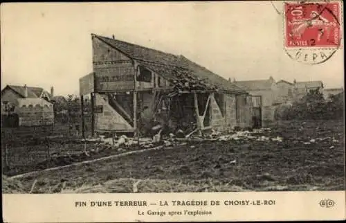 Ak Choisy le Roi Val de Marne, Fin d'une Terreur, Le Garage apres l'explosion, Le Tragedie