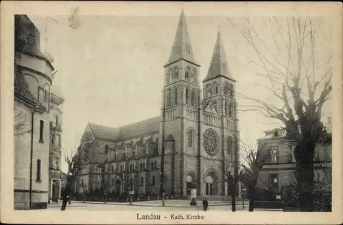 Ak Landau in der Pfalz, Kath. Kirche, Außenansicht