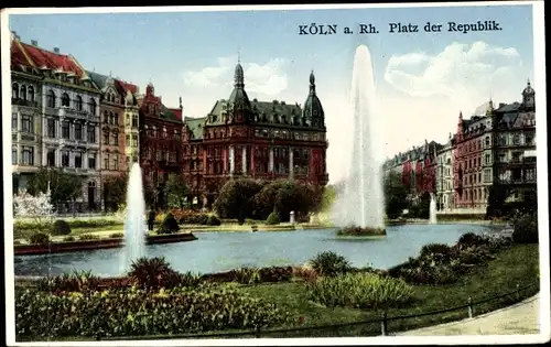 Ak Köln am Rhein, Platz der Republik, Springbrunnen