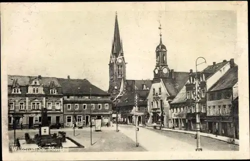 Ak Wilsdruff in Sachsen, Markt, Denkmal, Kirchturm