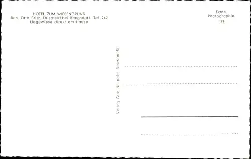 Ak Ehlscheid im Westerwald, Hotel zum Wiesengrund, Außenansicht