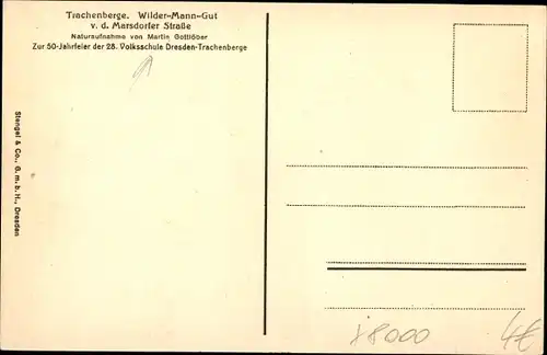Ak Dresden, Trachenberge, Wilder-Mann-Gut von der Marsdorfer Straße aus
