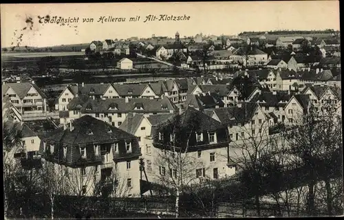 Ak Dresden Klotzsche Königswald, Totalansicht von Hellerau mit Alt-Klotzsche