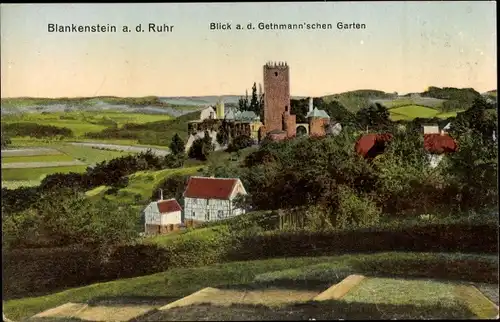 Ak Blankenstein an der Ruhr Hattingen, Blick a.d. Gethmannschen Garten, Burg