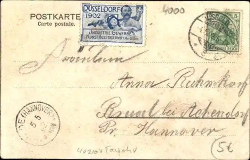 Litho Düsseldorf am Rhein, Industrie und Gewerbeausstellung 1902