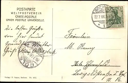 Ak Bochum im Ruhrgebiet, Stadtparkteich, Fontäne