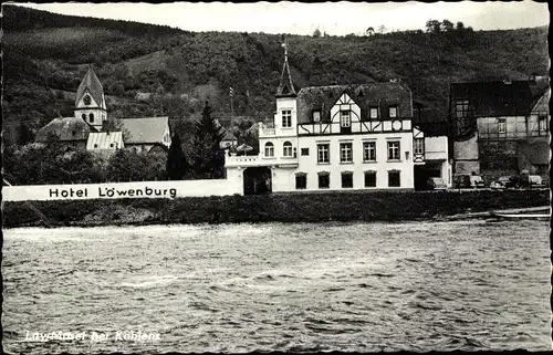 Ak Lay an der Mosel Koblenz, Hotel Löwenburg, Außenansicht