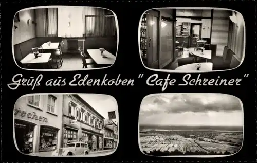 Ak Edenkoben an der Haardt Pfalz, Panorama, Cafe Schreiner, Tanzstraße 16