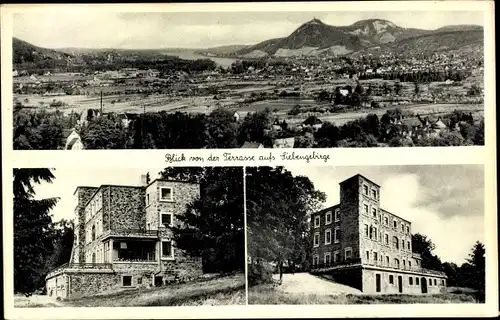 Ak Rheinbreitbach am Rhein, Burg Steineck, Blindenerholungsheim, von der Terrasse aufs Siebengebirge