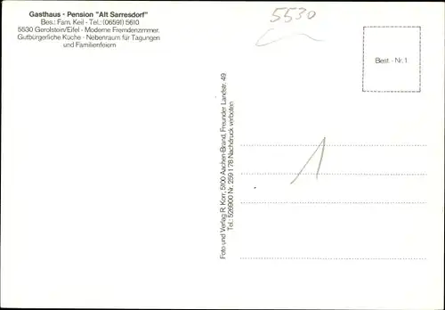 Ak Gerolstein in der Eifel, Gasthaus-Pension Alt Sarresdorf, Außenansicht