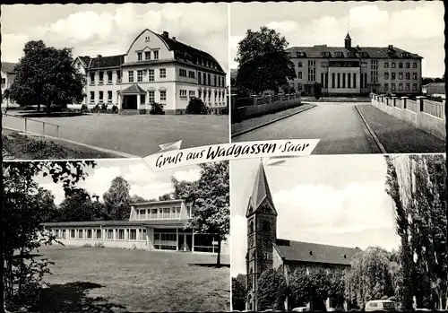 Ak Wadgassen im Saarland, Straßenpartien, Schule, Kirche