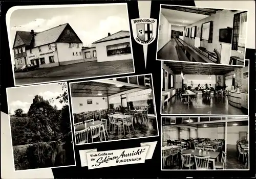 Ak Bundenbach im Hunsrück, Gasthaus " Zur schönen Aussicht", Kegelbahn