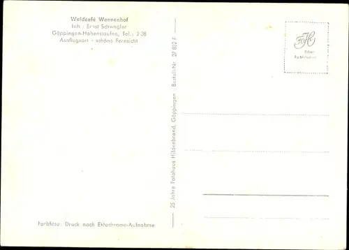 Ak Hohenstaufen Göppingen in Württemberg, Waldcafe Wannenhof