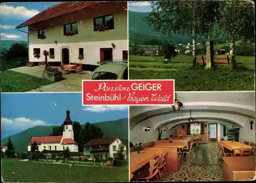 Ak Steinbühl im Zellertal Bad Kötzting im Bayerischen Wald, Pension Geiger, Kirche