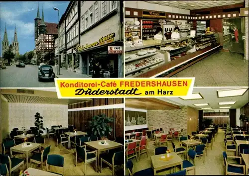 Ak Duderstadt im Eichsfeld, Konditorei-Cafe Fredershausen, Straßenpartie, Kuchentheke