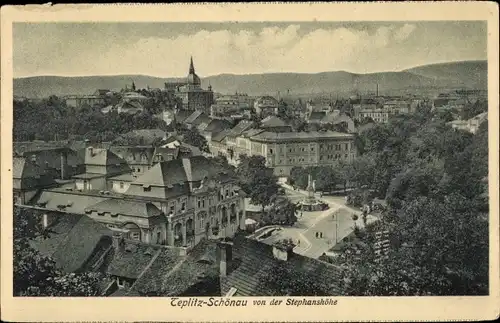 Ak Teplice Šanov Teplitz Schönau Region Aussig, Gesamtansicht, Blick von der Stephanshöhe