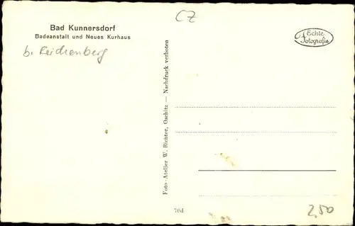 Ak Lázně Kundratice Bad Kunnersdorf Osečná Oschitz Region Reichenberg, Badehaus, Kurhaus