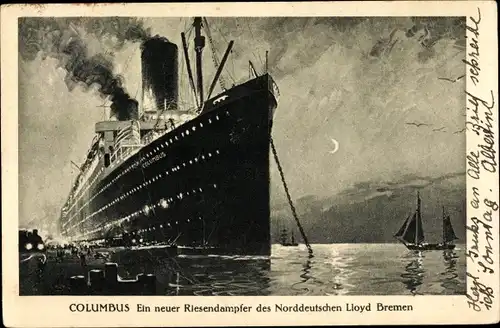 Ak Dampfschiff Columbus, Norddeutscher Lloyd Bremen