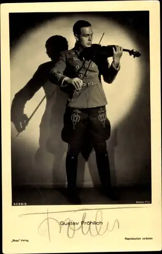 Ak Schauspieler Gustav Fröhlich, Portrait, Geige spielend