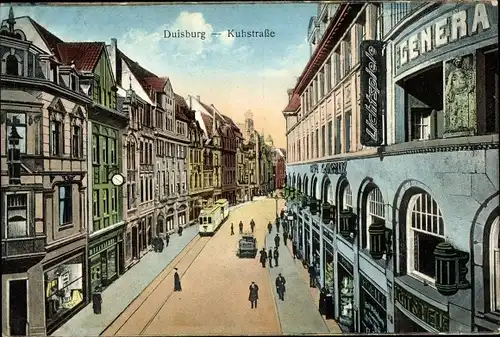 Ak Duisburg im Ruhrgebiet, Blick in die Kuhstraße