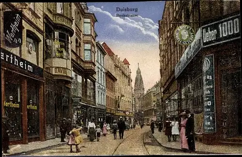 Ak Duisburg im Ruhrgebiet, Blick in die Beekstraße, Wertheim, Kaisers Kaffee, Geschäfte, Passanten