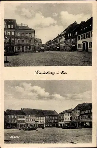 Ak Radeberg im Kreis Bautzen Sachsen, Markt mit Geschäftshäusern, Marktdrogerie von Otto Schumann