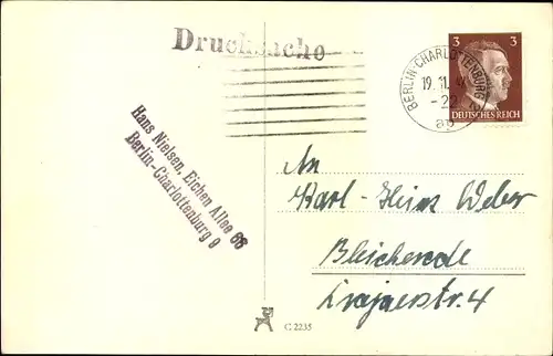 Ak Schauspieler Hans Nielsen, Profilansicht, Zigarette rauchend, Autogramm